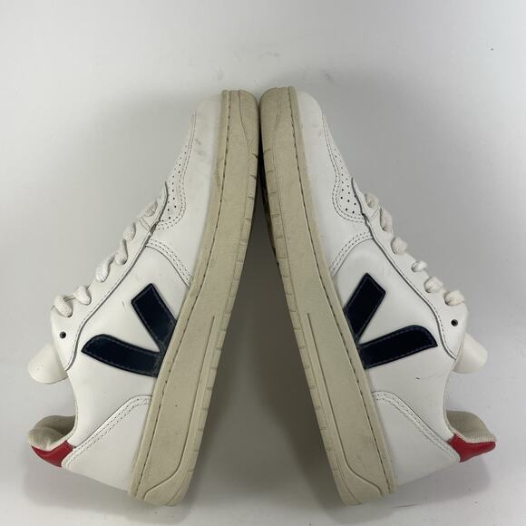 Veja V-10 Nautico Pekin Red Blue White Leather Sneaker Shoes Womens Size 6 - Picture 7 of 9